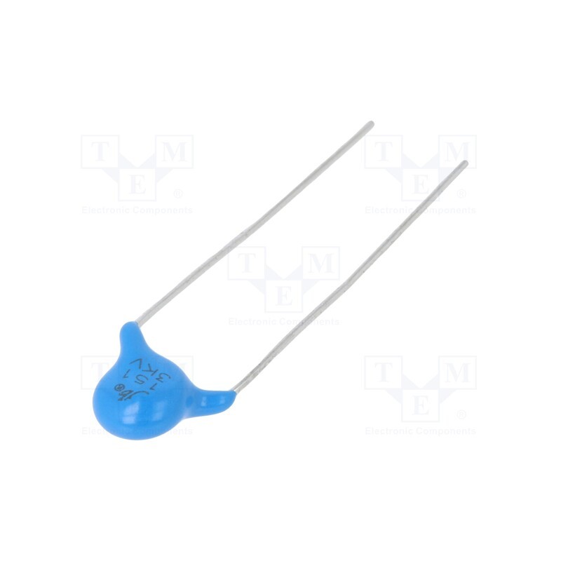 50 pcs : JYC3F151KCB065000B - Capacitor: ceramic, 150pF, 3kVDC, Y5P, ±10%, 7.5mm