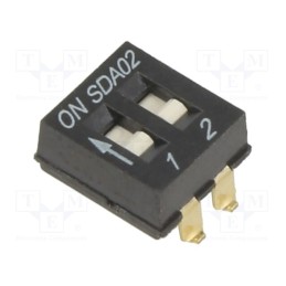 10 pcs : SDA02H0SBD - Switch: DIP-SWITCH, Poles number: 2, ON-OFF, 0.025A/24VDC, Pos: 2