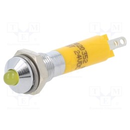 10 pcs : 19020352 - Indicator: LED, prominent, yellow, 24VDC, Ø6mm, metal