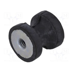 10 pcs : DVC.3-15-8,5-15-M4-55 - Vibration damper, M4, Ø: 15mm, rubber, L: 15mm, H: 4mm, 155N, 41N/mm