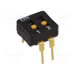 10 pcs : A6D-2100 - Switch: DIP-SWITCH, Poles number: 2, ON-OFF, 0.03A/30VDC, Pos: 2