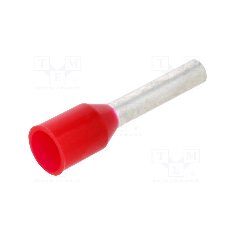 50 pcs : 966067-9 - Tip: bootlace ferrule, insulated, copper, 1mm2, 8mm, tinned, red