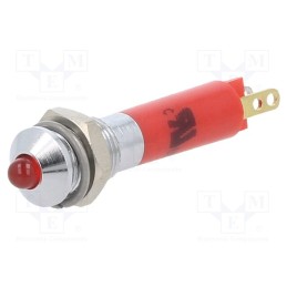10 pcs : 19020353 - Indicator: LED, prominent, red, 24VDC, Ø6mm, connectors 2,0x0,8mm