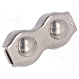 10 pcs : ZLR2-4-A4 - Rope clamp duplex, acid resistant steel A4, for rope, Ørope: 4mm
