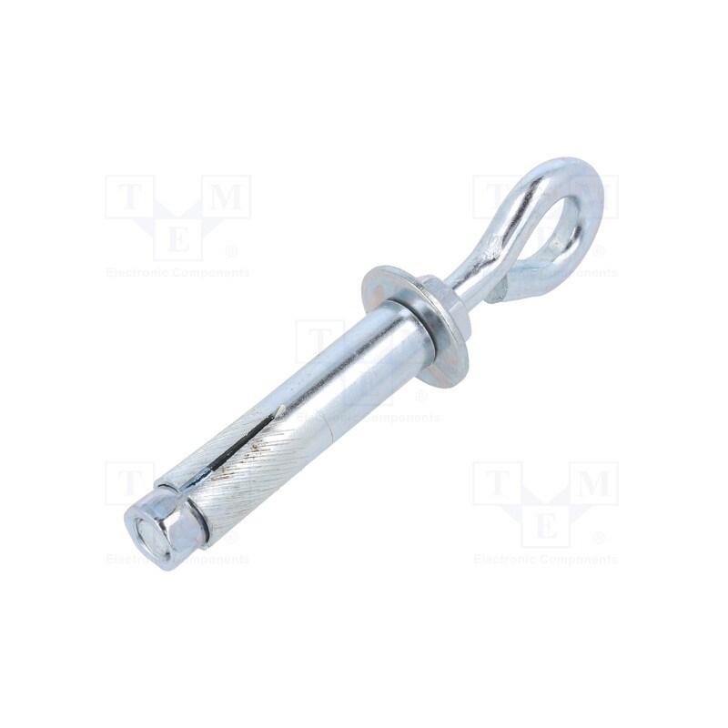 10 pcs : OHR.6.80 - Hook, ring,with a anchor, steel, zinc, Thread len: 51mm