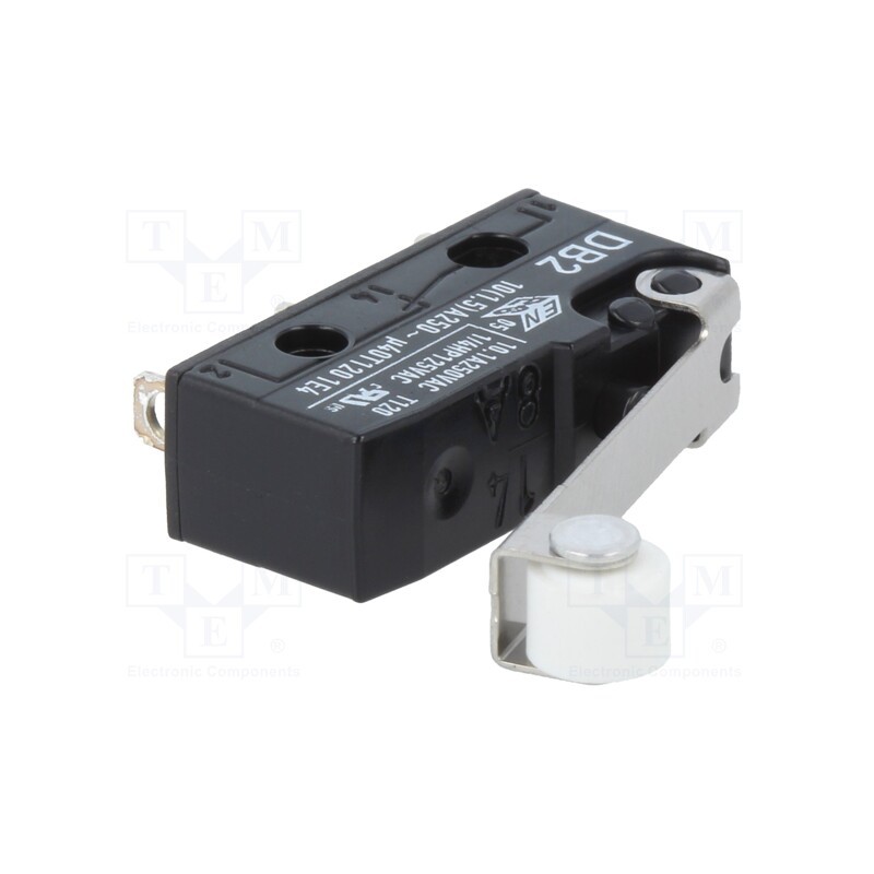 10 pcs : DB2C-A1RC - Microswitch SNAP ACTION, 10A/250VAC, 0.1A/80VDC, with roller