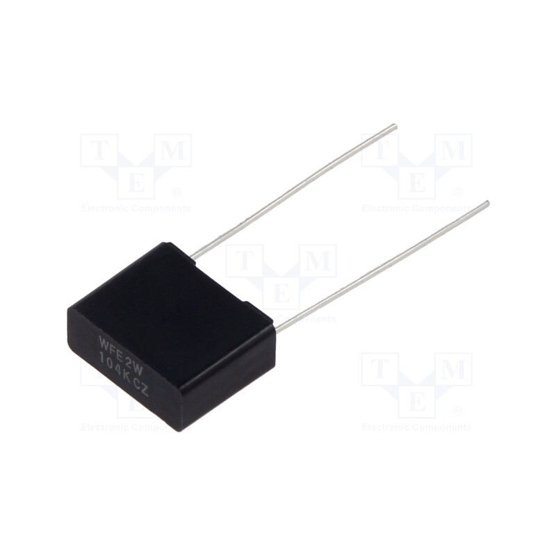 10 pcs : ECWFE2W104K - Capacitor: polypropylene, ECWFE, 100nF, 13x10.5x5mm, THT, ±10%