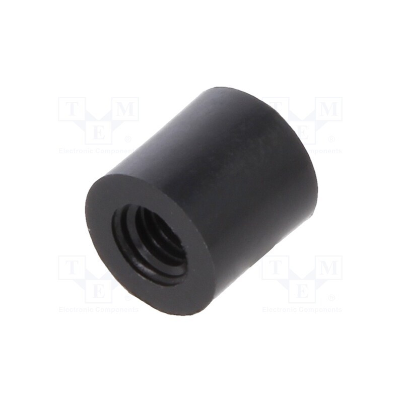 50 pcs : 185RDX06 - Spacer sleeve, cylindrical, polyamide, M3, L: 6mm, Øout: 6mm, black