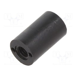 50 pcs : 185RDX10 - Spacer sleeve, cylindrical, polyamide, M3, L: 10mm, Øout: 6mm, black