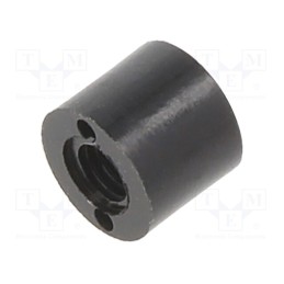 50 pcs : 185RDX05 - Spacer sleeve, cylindrical, polyamide, M3, L: 5mm, Øout: 6mm, black
