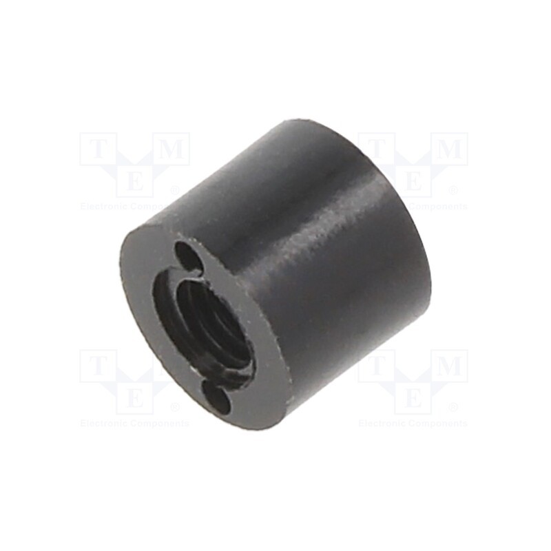 50 pcs : 185RDX05 - Spacer sleeve, cylindrical, polyamide, M3, L: 5mm, Øout: 6mm, black