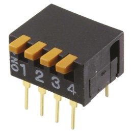 1 pcs - Omron 4 Way Through Hole DIP Switch 4PST, Piano Actuator