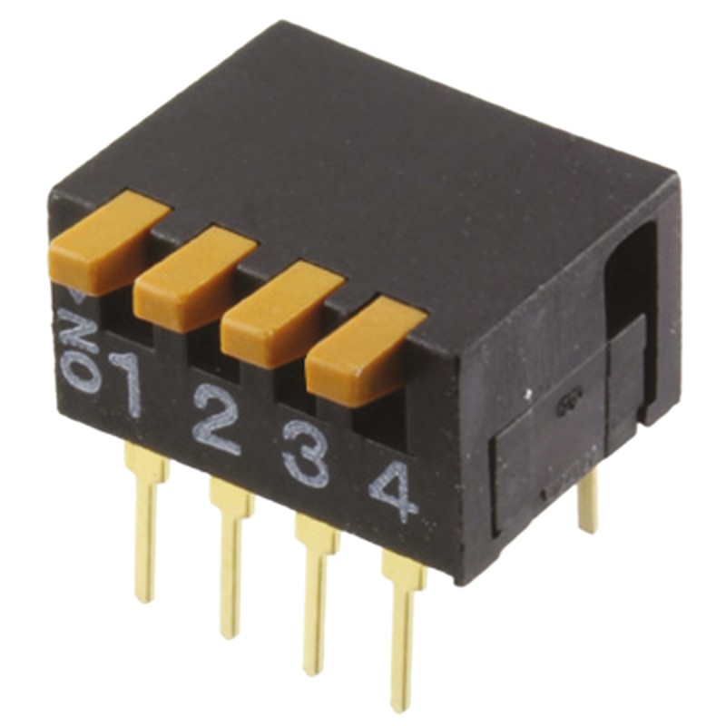 1 pcs - Omron 4 Way Through Hole DIP Switch 4PST, Piano Actuator