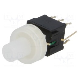 10 pcs : PB61304AL-3 - Switch: keypad, Pos: 2, DPDT, 0.1A/30VDC, colourless, LED, green, THT