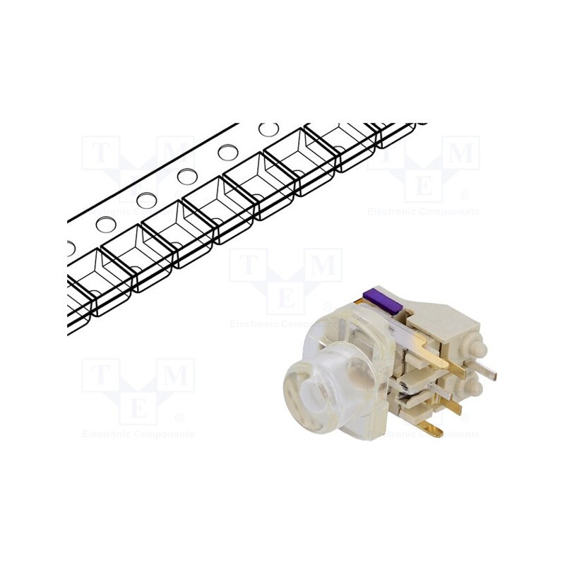 10 pcs : ML3-AG2HB-CT-V-R - Microswitch TACT, SPST-NO, Pos: 2, 0.05A/12VDC, THT, LED, blue, ML3