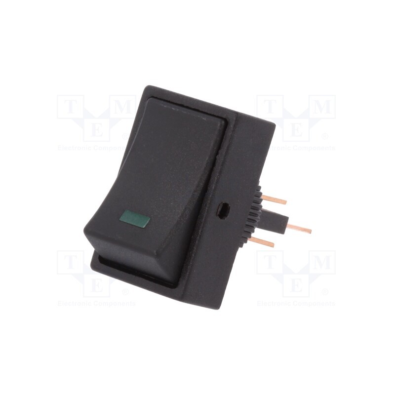 10 pcs : R13-207L-01-BBG - ROCKER, SPST, Pos: 2, ON-OFF, 25A/12VDC, green, LED,point, 12VDC