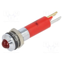 10 pcs : 19040253 - Indicator: LED, prominent, red, 12VDC, Ø8mm, connectors 2,8x0,8mm