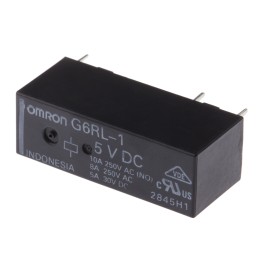 1 pcs - Omron PCB Mount Power Relay, 5V dc Coil, 10A Switching Current, SPDT
