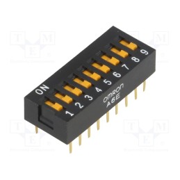 10 pcs : A6E-9101-N - Switch: DIP-SWITCH, Poles number: 9, ON-OFF, 0.025A/24VDC, Pos: 2