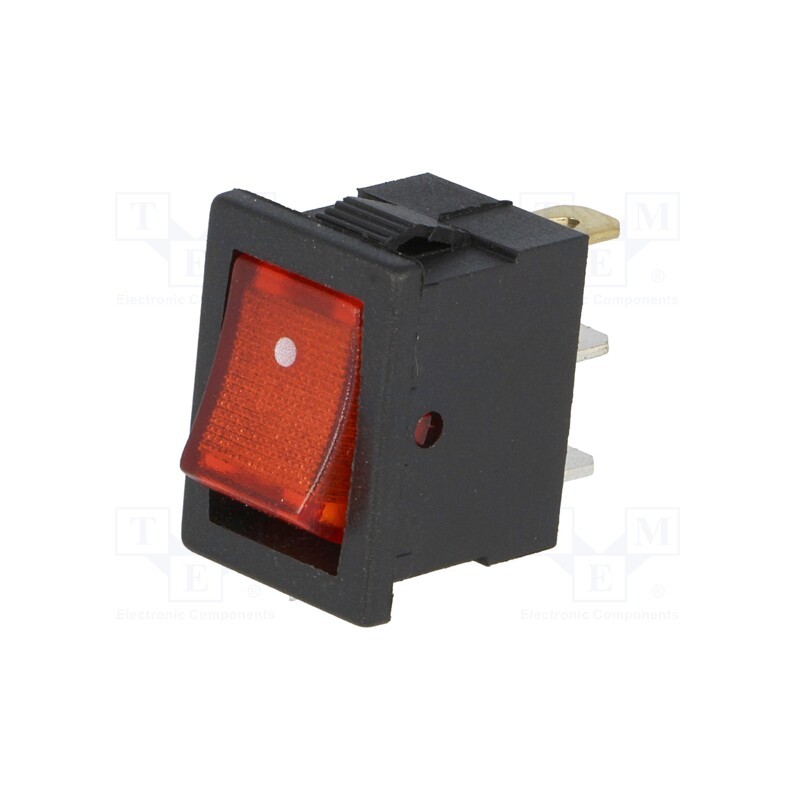 10 pcs : RSSM101A2C2RD - ROCKER, SPST, Pos: 2, ON-OFF, 3A/250VAC, red, neon lamp, 35mΩ, RSC07