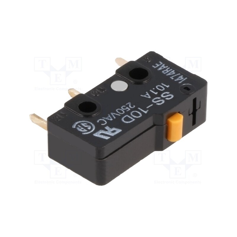 10 pcs : SS-10D - Microswitch SNAP ACTION, 10A/250VAC, without lever, SPDT, Pos: 2