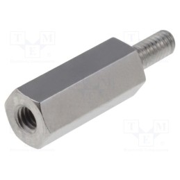50 pcs : 212X12 - Screwed spacer sleeve, 12mm, Int.thread: M2,5, Ext.thread: M2,5