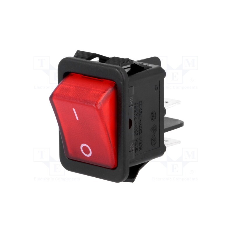 10 pcs : R210-1-C5G-BR9NWC - ROCKER, DPST, Pos: 2, ON-OFF, 16A/250VAC, red, neon lamp, 230V, 20mΩ