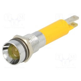 10 pcs : 19050352 - Indicator: LED, recessed, yellow, 24VDC, Ø8mm, IP67, metal, ØLED: 5mm