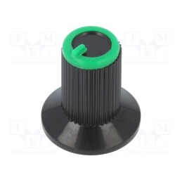 10 pcs : - Knob, with flange, plastic, Øshaft: 6mm, Ø10x19mm, black, green
