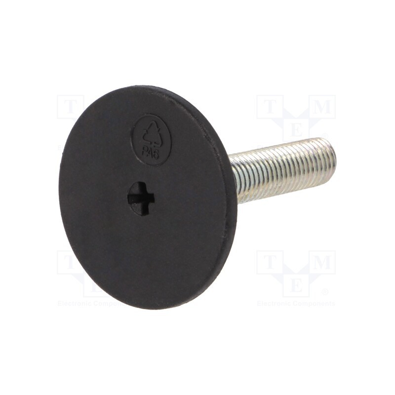 10 pcs : LX.50-SW19-M12X48-S - Foot, rigid,with screwdriver slot,with lever, Base dia: 50mm