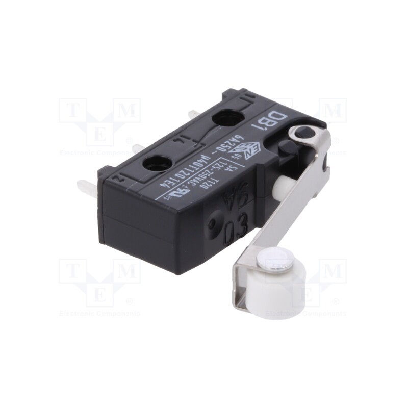 10 pcs : DB1C-C1RC - Microswitch SNAP ACTION, 6A/250VAC, 0.1A/80VDC, with roller