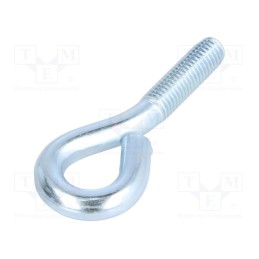 10 pcs : HO10.80 - Hook, ring, steel, zinc, Thread len: 32mm, Overall len: 80mm