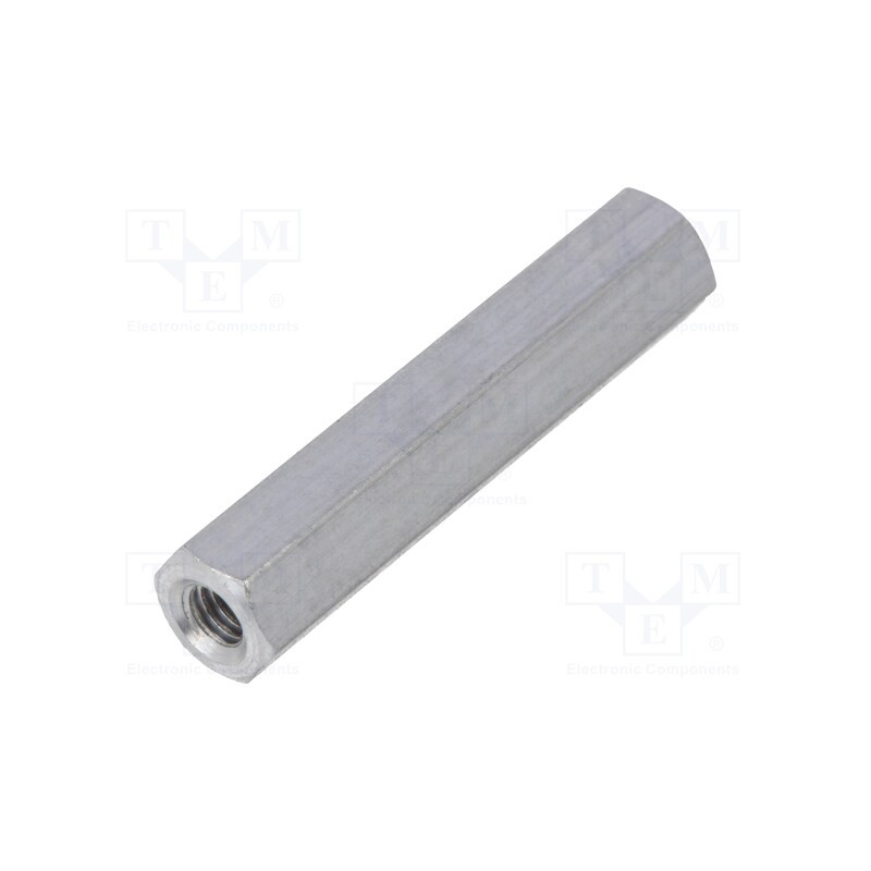 50 pcs : 136X35 - Screwed spacer sleeve, 35mm, Int.thread: M4, hexagonal, aluminium