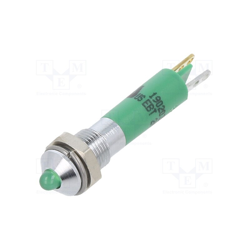 10 pcs : 19020351 - Indicator: LED, prominent, green, 24VDC, Ø6mm, metal