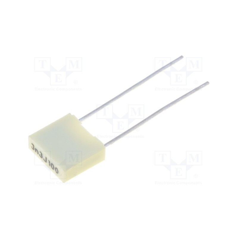 50 pcs : R82EC1330DQ50J - Capacitor: polyester, 3.3nF, 63VAC, 100VDC, 5mm, ±5%, 7.2x2.5x6.5mm