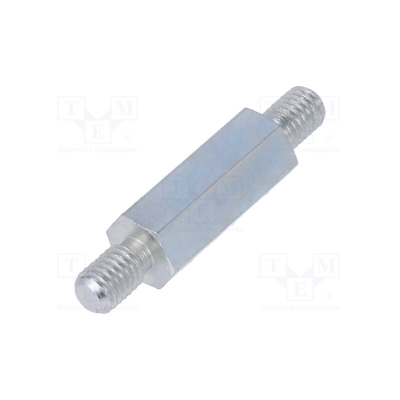50 pcs : 428X20 - Screwed spacer sleeve, 20mm, Ext.thread: M5, hexagonal, steel