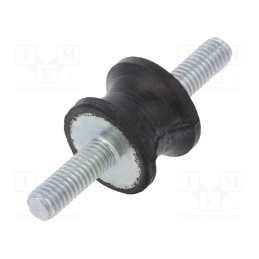 10 pcs : DVC.1-20-14-15-M6-18-70 - Vibration damper, M6, Ø: 20mm, rubber, L: 15mm, Thread len: 18mm