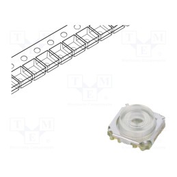 10 pcs : 3006.2112 - Microswitch TACT, SPST-NO, Pos: 2, 0.05A/28VDC, SMT, LED, red, 4N