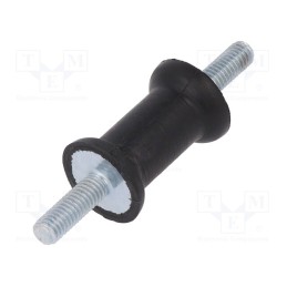 10 pcs : DVC.1-20-14-30-M6-18-55 - Vibration damper, M6, Ø: 20mm, rubber, L: 30mm, Thread len: 18mm