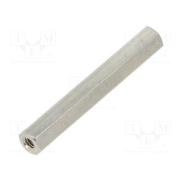 50 pcs : 112X35 - Screwed spacer sleeve, 35mm, Int.thread: M2,5, hexagonal, brass