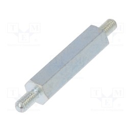 50 pcs : 427X30 - Screwed spacer sleeve, 30mm, Ext.thread: M4, hexagonal, steel