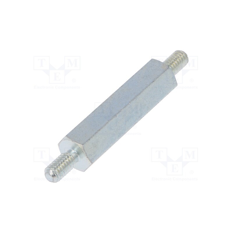50 pcs : 427X30 - Screwed spacer sleeve, 30mm, Ext.thread: M4, hexagonal, steel