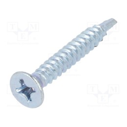 500 pcs : 1394126 - Screw, for metal, 3.5x25, Head: countersunk, Phillips, PH2, zinc