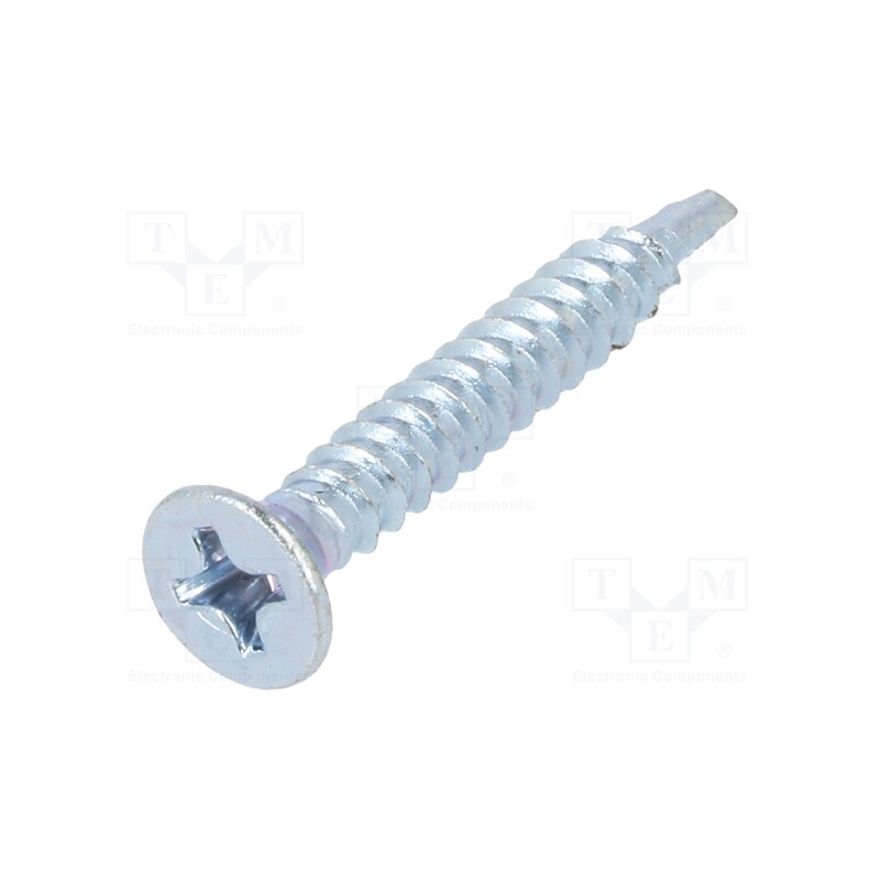500 pcs : 1394126 - Screw, for metal, 3.5x25, Head: countersunk, Phillips, PH2, zinc