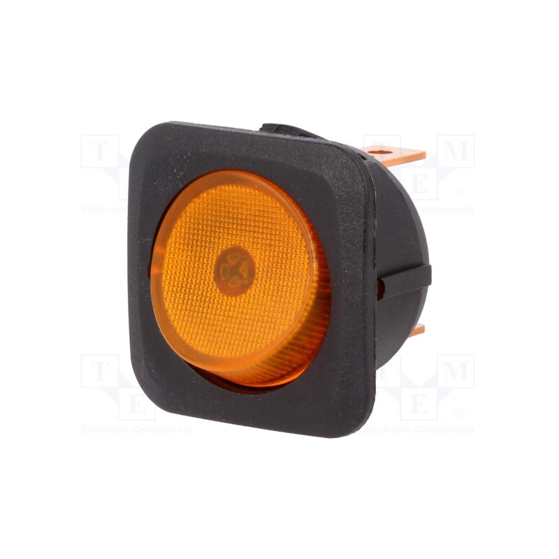 10 pcs : R13-203B-01-BY - ROCKER, SPST, Pos: 2, ON-OFF, 25A/12VDC, yellow, neon lamp, 50mΩ