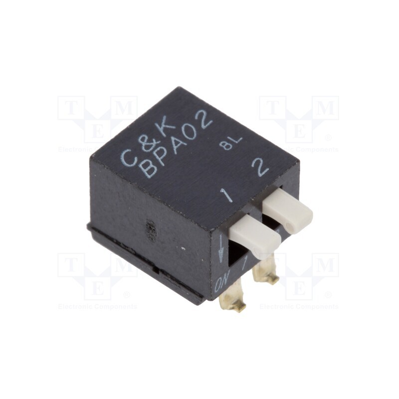 10 pcs : BPA02SB - Switch: DIP-SWITCH, Poles number: 2, 0.1A/5VDC, Pos: 2, -20÷85°C