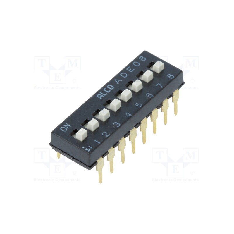 10 pcs : 1825057-7 - Switch: DIP-SWITCH, Poles number: 8, ON-OFF, 0.1A/24VDC, Pos: 2
