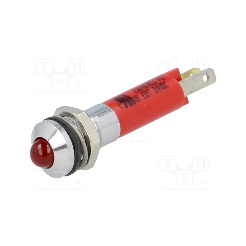 10 pcs : 19040353 - Indicator: LED, prominent, red, 24VDC, Ø8mm, IP40, plastic, ØLED: 5mm
