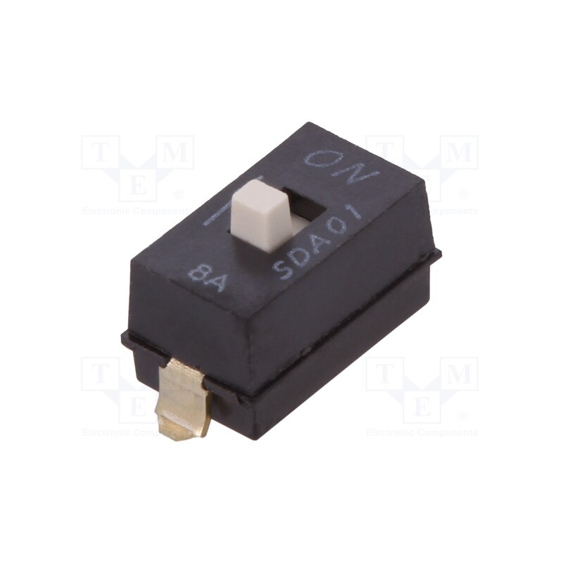 10 pcs : SDA01H1SBD - Switch: DIP-SWITCH, Poles number: 1, OFF-ON, 0.025A/24VDC, Pos: 2