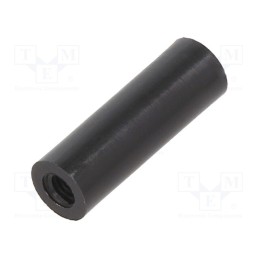 50 pcs : 185RDX18 - Spacer sleeve, cylindrical, polyamide, M3, L: 18mm, Øout: 6mm, black